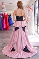 Load image into Gallery viewer, Black and Pink Strapless Ruffled Tight Short Cocktail Dress with Cape