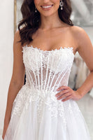 Load image into Gallery viewer, White Strapless A Line Short Corset Floral Cocktail Dress