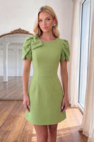 Load image into Gallery viewer, Green Round Neck A Line Short Cocktail Dress with Bow