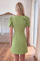 Load image into Gallery viewer, Green Round Neck A Line Short Cocktail Dress with Bow