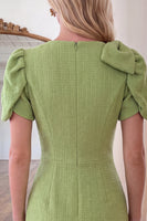 Load image into Gallery viewer, Green Round Neck A Line Short Cocktail Dress with Bow