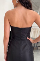 Load image into Gallery viewer, Black Strapless Tight Short Cocktail Dress with Pearls