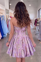 Load image into Gallery viewer, Sparkly Beaded Pink Floral Corset Short Cocktail Dress