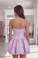 Load image into Gallery viewer, Blush Strapless Corset A Line Short Floral Cocktail Dress with Beading