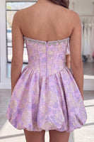 Load image into Gallery viewer, Blush Strapless Corset A Line Short Floral Cocktail Dress with Beading