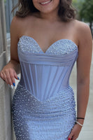 Load image into Gallery viewer, Sparkly Yellow Corset Tight Strapless Short Cocktail Dress with Pearls