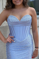 Load image into Gallery viewer, Sparkly Yellow Corset Tight Strapless Short Cocktail Dress with Pearls