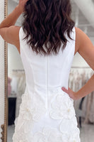 Load image into Gallery viewer, White Boat Neck Short Cocktail Dress with Flowers