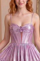 Load image into Gallery viewer, Blush Metallic Corset Short Cocktail Dress with Keyhole