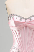 Load image into Gallery viewer, Sparkly Pink Sweetheart Corset Tight Short Cocktail Dress with Pearls