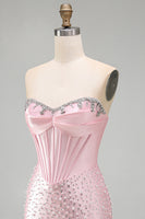 Load image into Gallery viewer, Sparkly Pink Sweetheart Corset Tight Short Cocktail Dress with Pearls