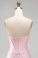 Load image into Gallery viewer, Sparkly Pink Sweetheart Corset Tight Short Cocktail Dress with Pearls