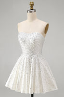 Load image into Gallery viewer, White Beaded Sparkly Sweetheart Mini A-Line Cocktail Dress with Pearls