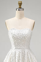Load image into Gallery viewer, White Beaded Sparkly Sweetheart Mini A-Line Cocktail Dress with Pearls