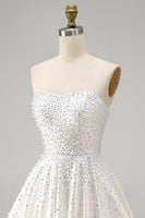 Load image into Gallery viewer, White Beaded Sparkly Sweetheart Mini A-Line Cocktail Dress with Pearls