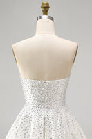 Load image into Gallery viewer, White Beaded Sparkly Sweetheart Mini A-Line Cocktail Dress with Pearls