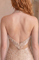 Load image into Gallery viewer, Grey Blue Beaded Halter Neck Cut Out Tight Short Cocktail Dress with Bow