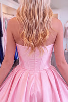Load image into Gallery viewer, Fuchsia Corset Strapless Short Cocktail Dress with 3D Flower