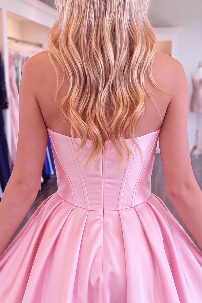 Load image into Gallery viewer, Fuchsia Corset Strapless Short Cocktail Dress with 3D Flower
