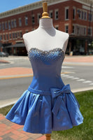 Load image into Gallery viewer, Hot Pink Sparkly Beaded Sweetheart Short Cocktail Dress with Bows