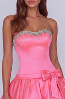 Load image into Gallery viewer, Hot Pink Sparkly Beaded Sweetheart Short Cocktail Dress with Bows