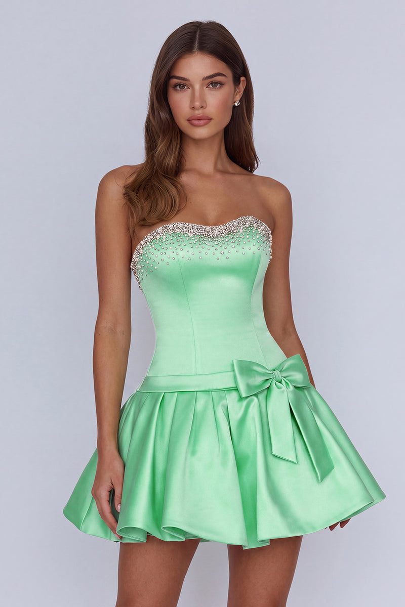 Load image into Gallery viewer, Hot Pink Sparkly Beaded Sweetheart Short Cocktail Dress with Bows