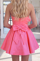 Load image into Gallery viewer, Hot Pink Sparkly Beaded Sweetheart Short Cocktail Dress with Bows