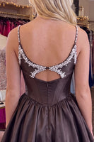 Load image into Gallery viewer, Black Corset Beaded Keyhole A Line Short Cocktail Dress