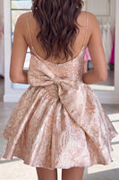 Load image into Gallery viewer, Blush Floral A Line Short Corset Cocktail Dress with Bow