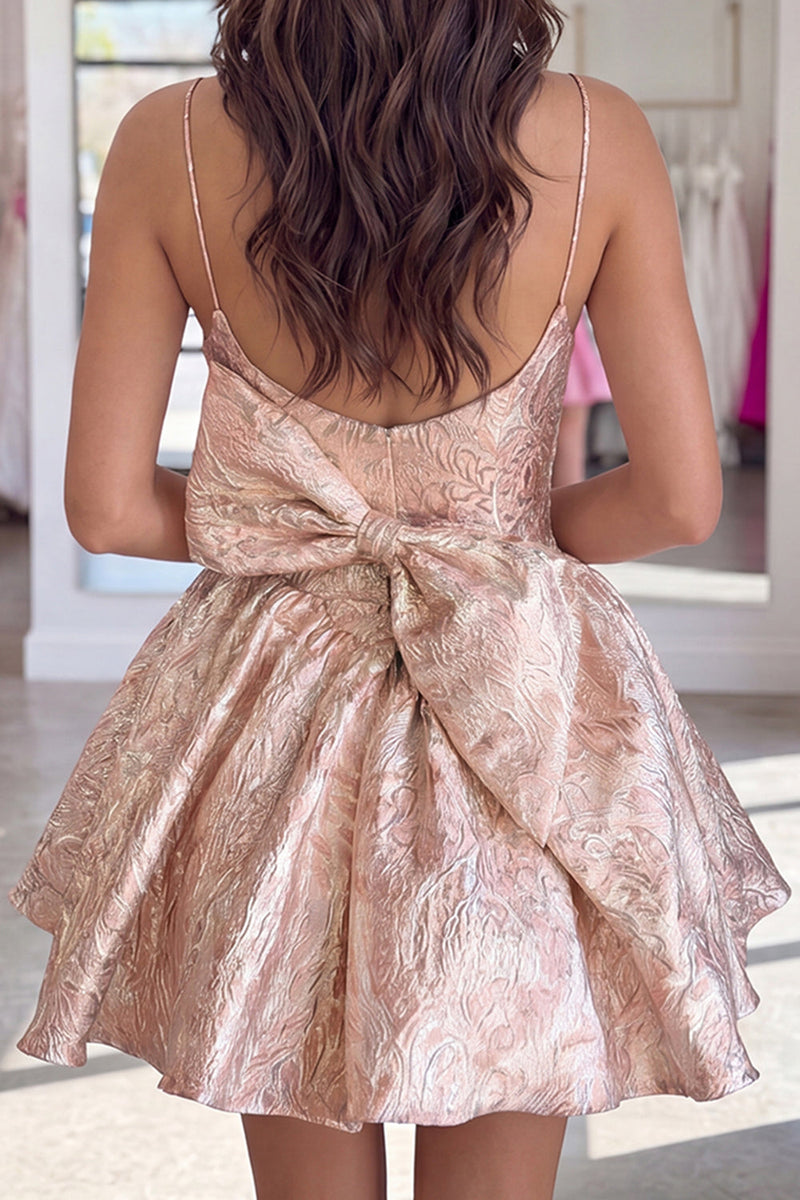 Load image into Gallery viewer, Blush Floral A Line Short Corset Cocktail Dress with Bow