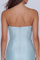 Load image into Gallery viewer, Blue Beaded Strapless Tight Short Cocktail Dress