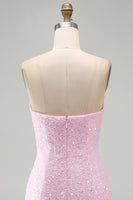 Load image into Gallery viewer, Pink Beaded Strapless Tight Short Cocktail Dress