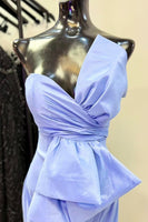 Load image into Gallery viewer, Fuchsia Strapless Ruched Tight Short Cocktail Dress with Ruffles