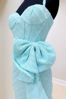 Load image into Gallery viewer, Blue Corset Ruffled Spaghetti Strap Tight Short Cocktail Dress