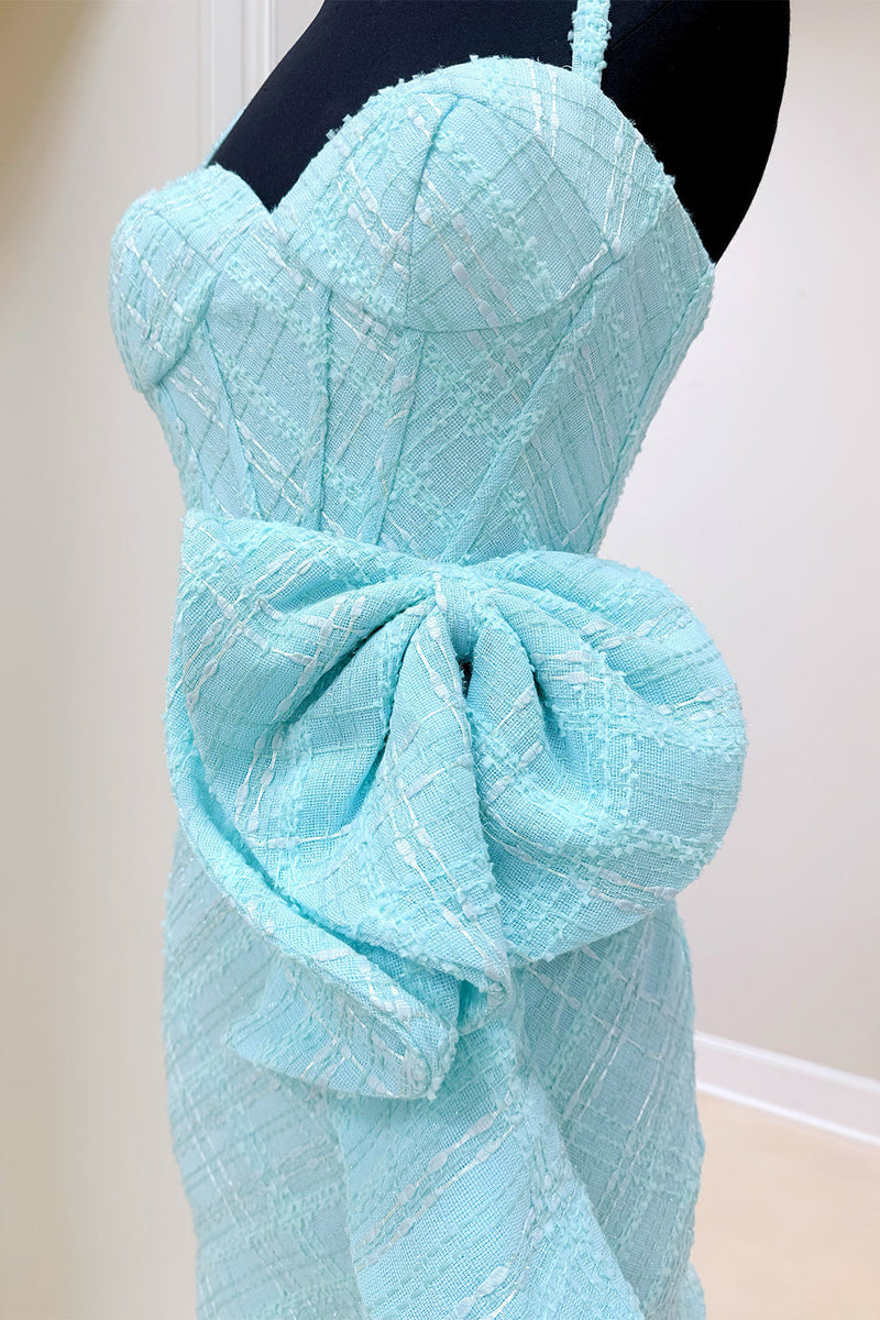 Load image into Gallery viewer, Blue Corset Ruffled Spaghetti Strap Tight Short Cocktail Dress