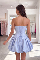 Load image into Gallery viewer, Navy Strapless Corset Beaded A Line Short Cocktail Dress with 3D Flower