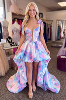 Load image into Gallery viewer, Lilac Corset High Low A Line Thick Straps Cocktail Dress