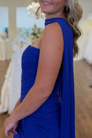 Load image into Gallery viewer, Burgundy Strapless Pleated Neck Scarf Tight Short Cocktail Dress