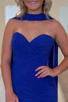 Load image into Gallery viewer, Burgundy Strapless Pleated Neck Scarf Tight Short Cocktail Dress