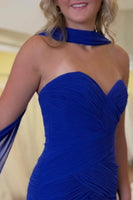 Load image into Gallery viewer, Burgundy Strapless Pleated Neck Scarf Tight Short Cocktail Dress