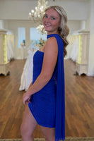 Load image into Gallery viewer, Burgundy Strapless Pleated Neck Scarf Tight Short Cocktail Dress