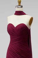 Load image into Gallery viewer, Burgundy Strapless Pleated Neck Scarf Tight Short Cocktail Dress