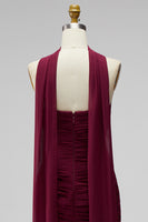 Load image into Gallery viewer, Burgundy Strapless Pleated Neck Scarf Tight Short Cocktail Dress