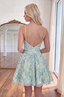 Load image into Gallery viewer, Light Green Beaded A Line V Neck Short Cocktail Dress