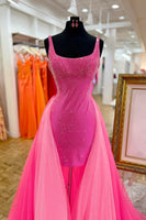 Load image into Gallery viewer, Sparkly Fuchsia Beaded Short Cocktail Dress with Bow
