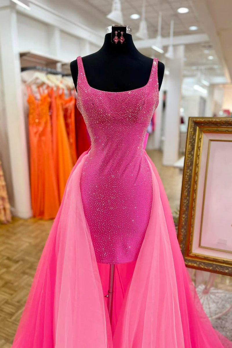 Load image into Gallery viewer, Sparkly Fuchsia Beaded Short Cocktail Dress with Bow