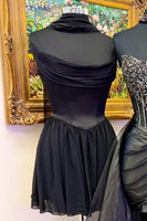 Load image into Gallery viewer, Royal Blue Corset Neck Scarf Short Cocktail Dress