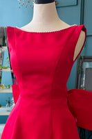 Load image into Gallery viewer, Fuchsia Boat Neck A Line Short Cocktail Dress with Bow