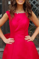 Load image into Gallery viewer, Fuchsia Boat Neck A Line Short Cocktail Dress with Bow