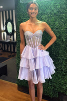 Load image into Gallery viewer, Sparkly Yellow Corset Short Beaded Sweetheart Ruffled Cocktail Dress